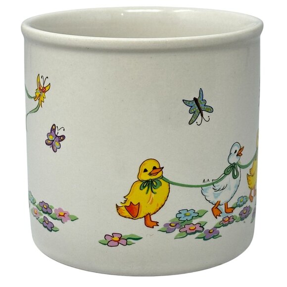 Napco 3519 Ceramic Planter Easter Spring Bears Ducks Butterflies Round 3.5 Inch - Picture 3 of 8